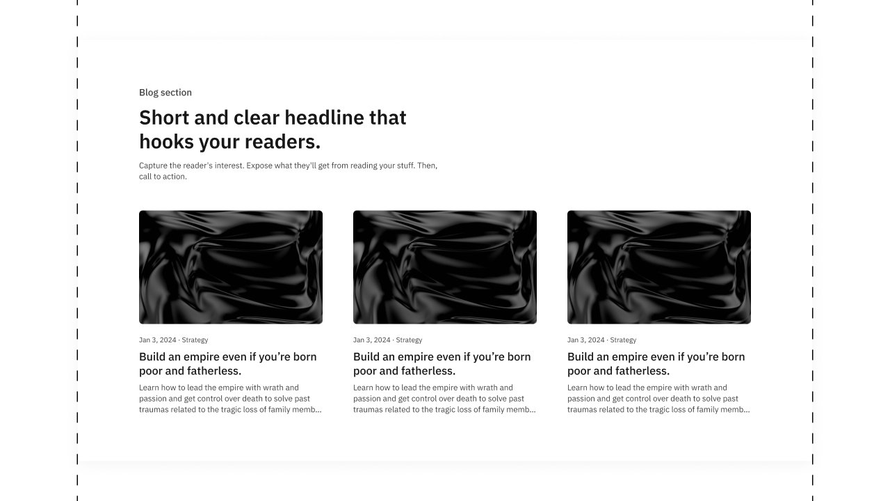 Landing page blog layout templates thumbnail