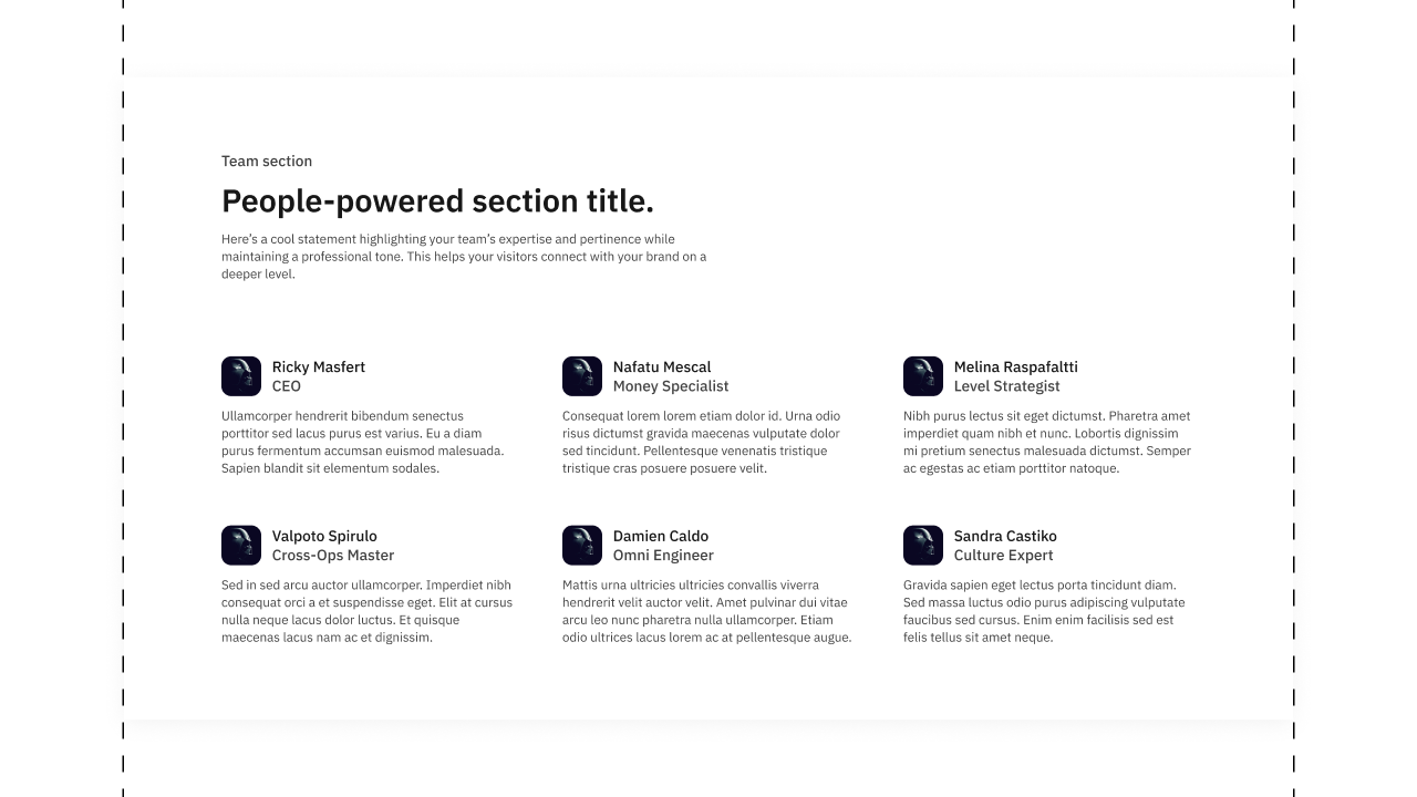 Landing page team layout templates thumbnail