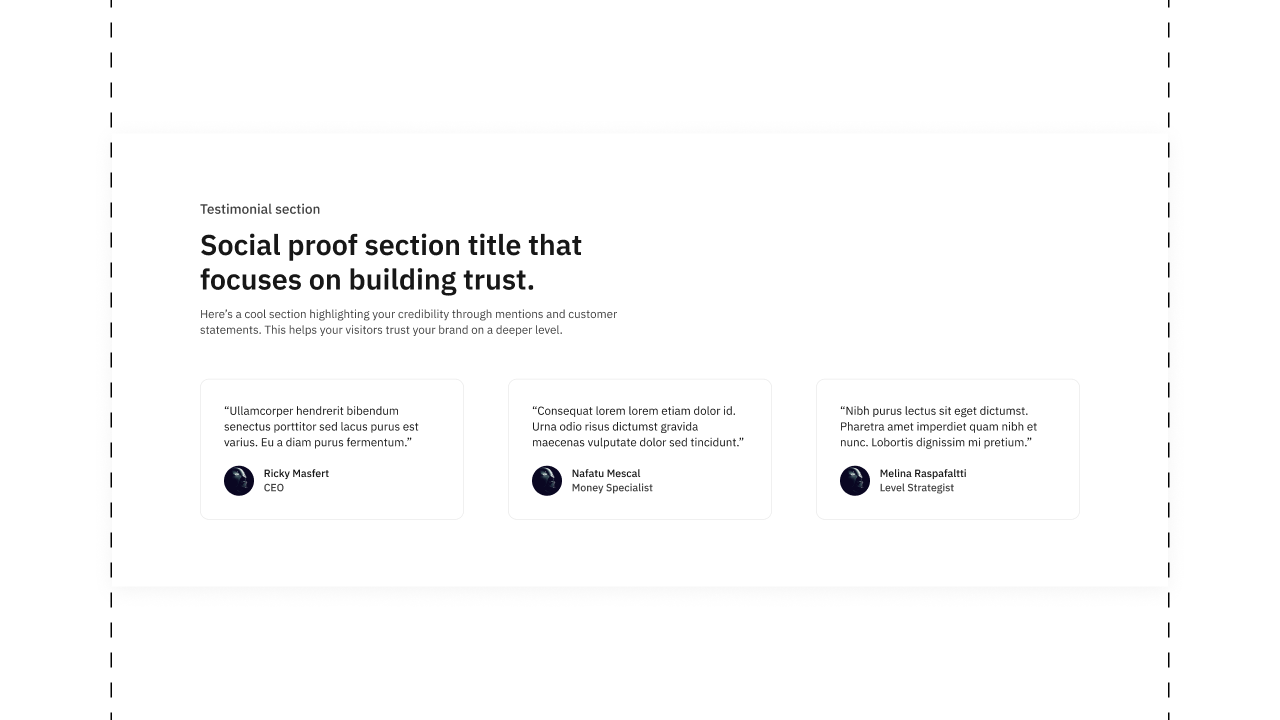 Landing page testimonials layout templates thumbnail